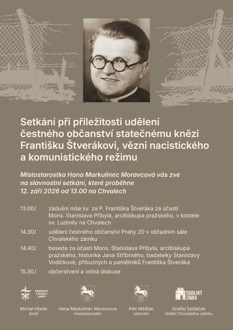 Setkání při příležitosti udělení čestného občanství knězi Františku Štverákovi — Chvalský zámek, p.o., Praha