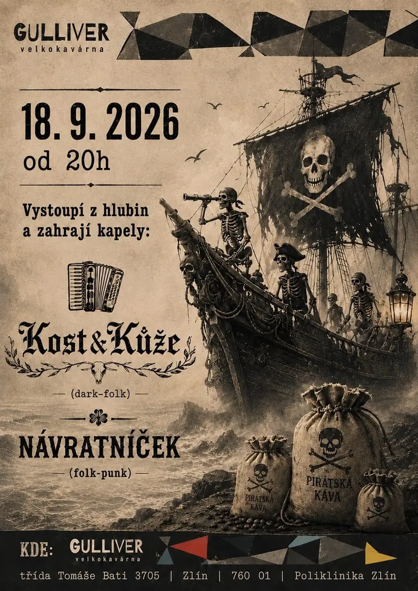 KOST&KŮŽE + NÁVRATNÍČEK (dark-folk / folk-punk) — Grand Café Gulliver, Zlín