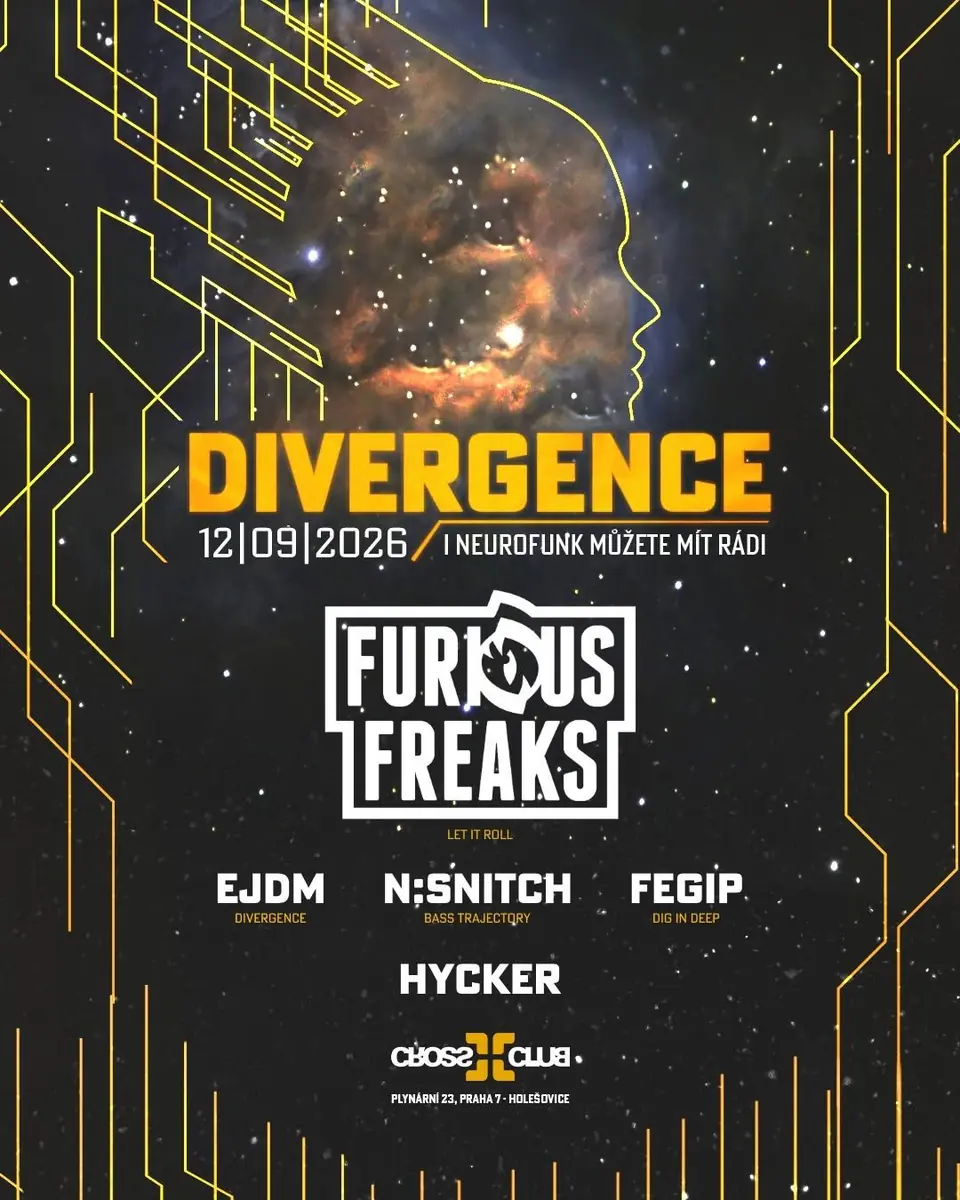 🧠 DIVERGENCE w/ FURIOUS FREAKS 🇨🇿 /CZ/ and support @ CROSS][CLUB - 12.9.2026 - DRUM AND BASS — Cross Club, Praha