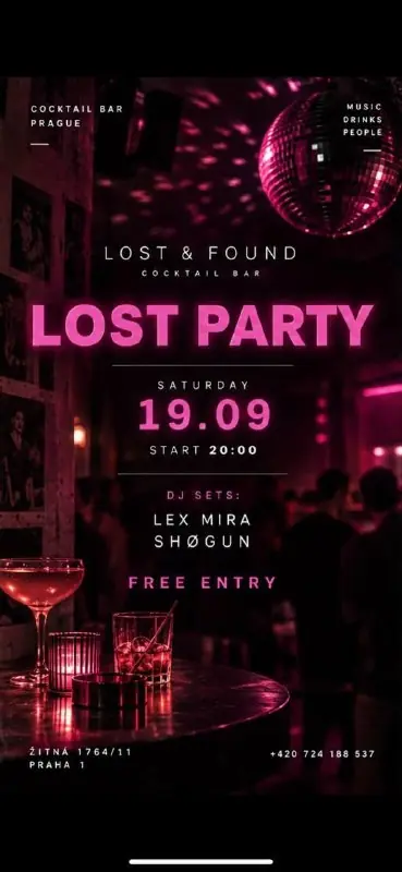 LOST PARTY — Бар Lost And Found, Žitná 1764/11, Prag
