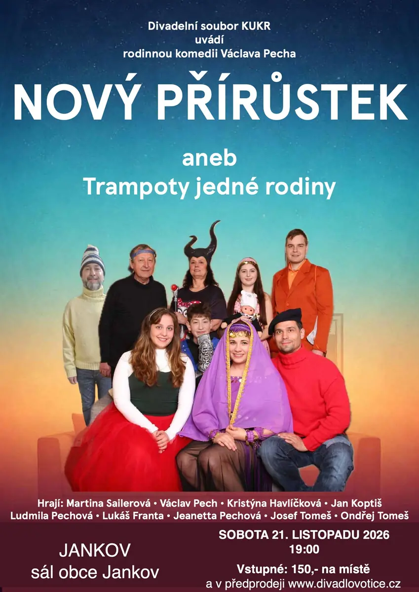 Nový přírůstek aneb Trampoty jedné rodiny — Sál obecního úřadu, Jankov