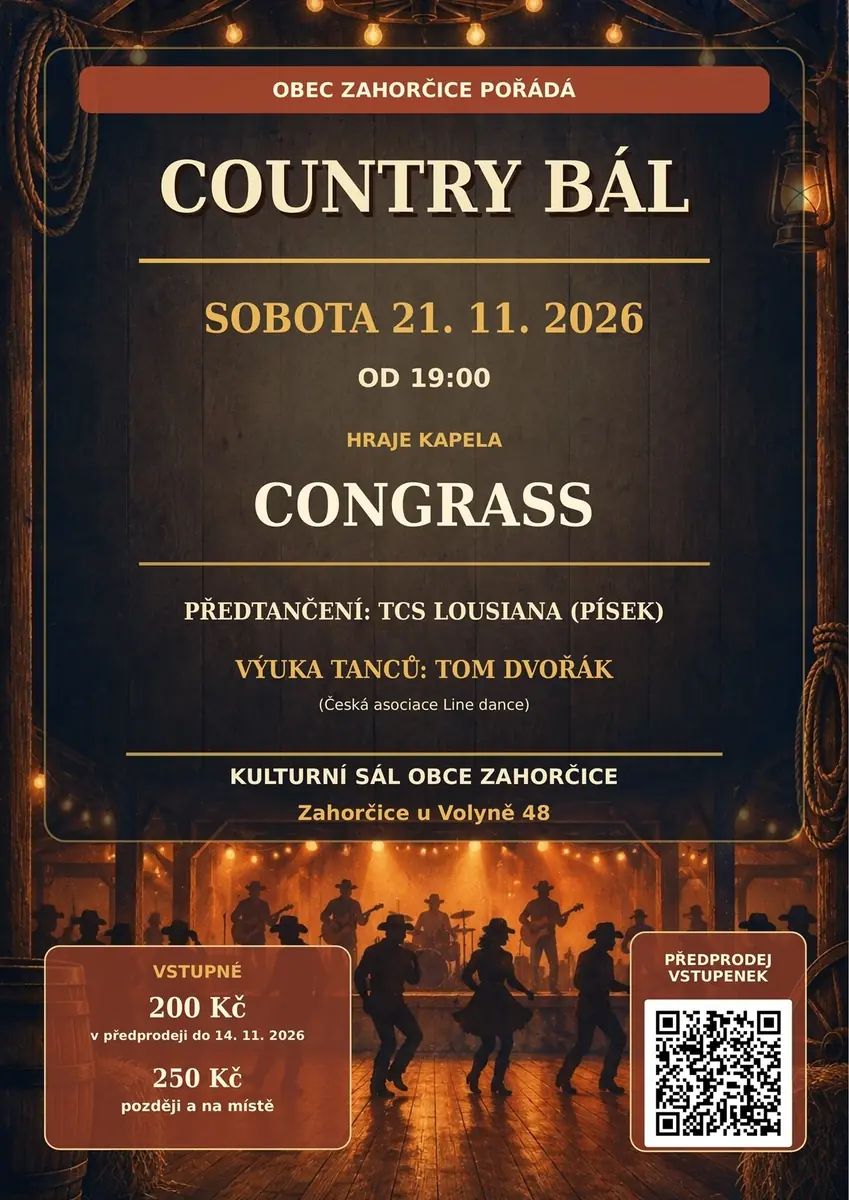 Country bál — Kulturní sál Zahorčice, Zahorčice