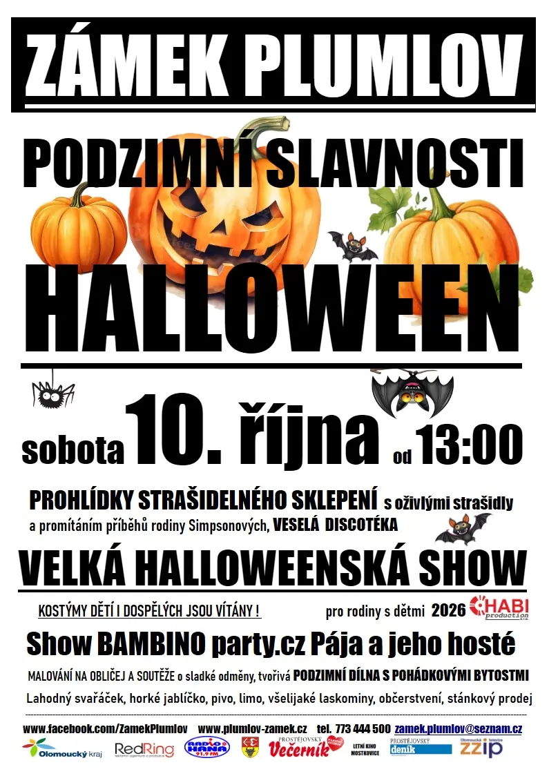 10.10.2026 – HALLOWEENSKÉ podzimní slavnosti — Zámek, Plumlov