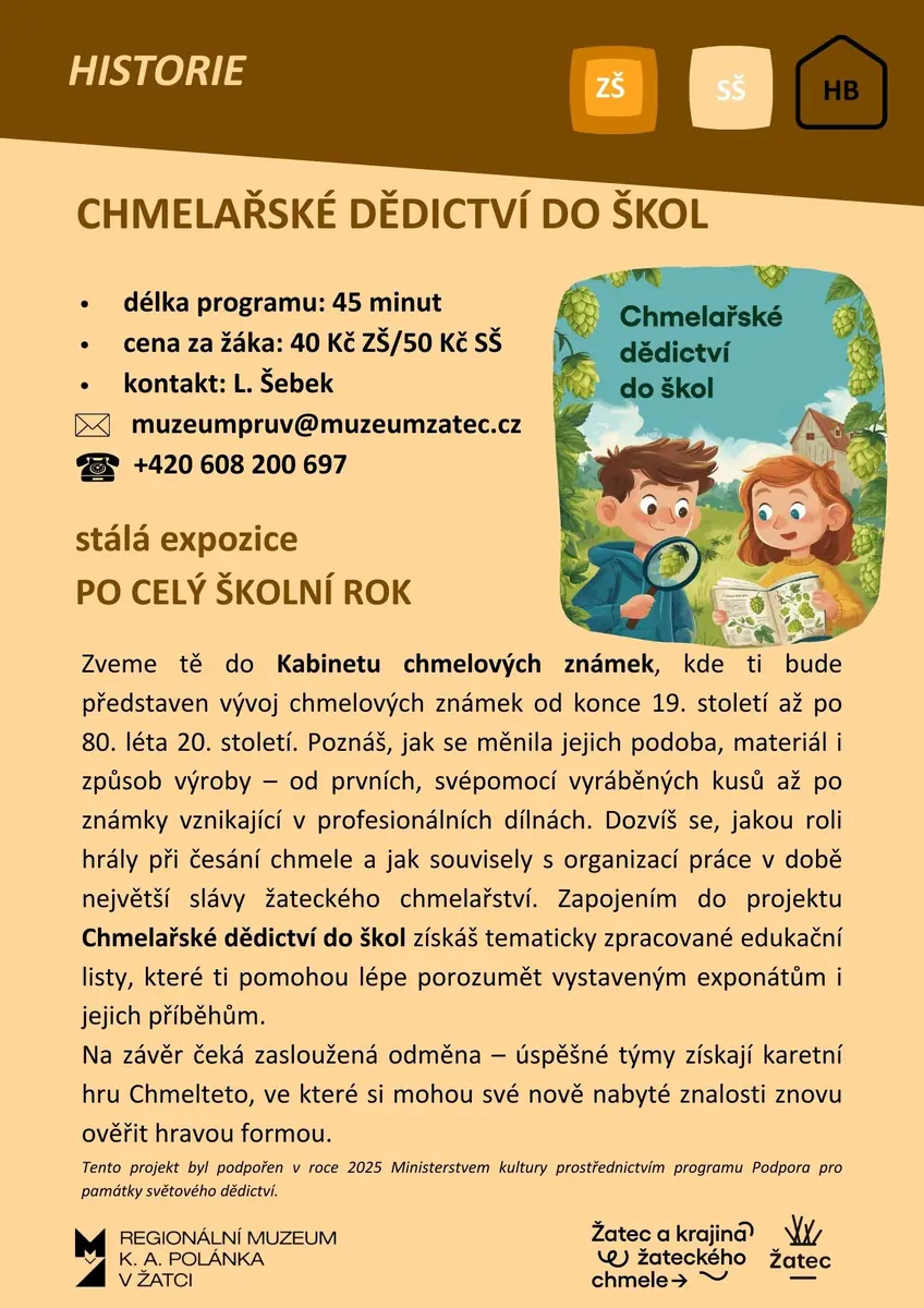 Chmelařské dědictví do škol — Regionální muzeum Žatec - Křížova vila, Žatec