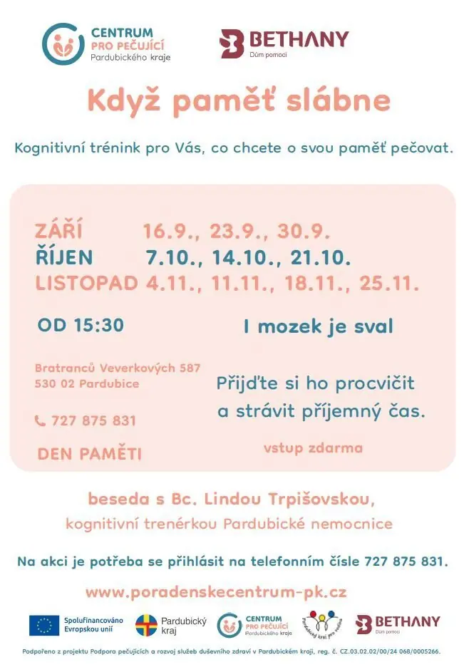 Když paměť slábne — Turistické informační centrum Pardubice, Pardubice