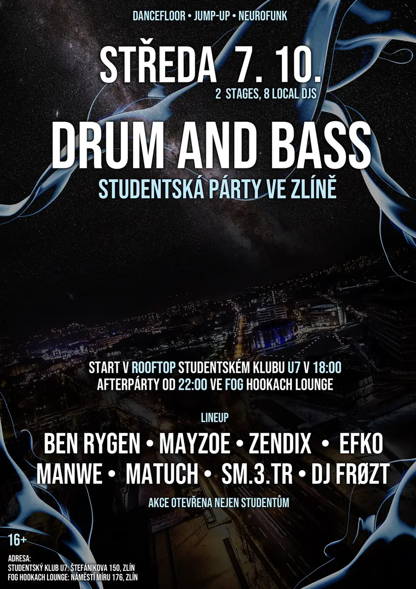 Drum and Bass studentská párty ve Zlíně — Klub U7, Zlín