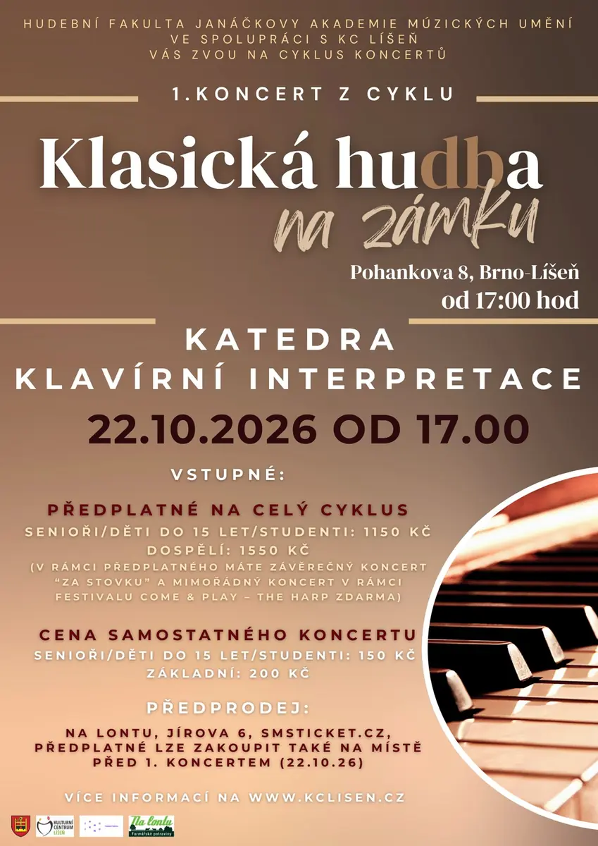 Klasická hudba na zámku: říjen-Katedra klavírní interpretace — Zámek Belcredi Líšeň, Brno