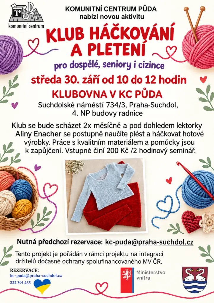 Клуб вязания крючком и спицами в Пуде — Suchdol, Прага