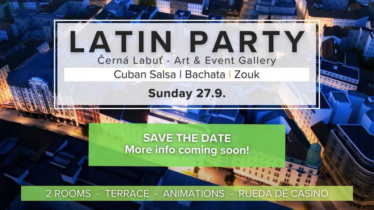 Latin Party in Černá Labuť | Salsa-Bachata-Zouk SEPTEMBER | SAVE THE DATE — Černá labuť Art & Event Gallery, Praha