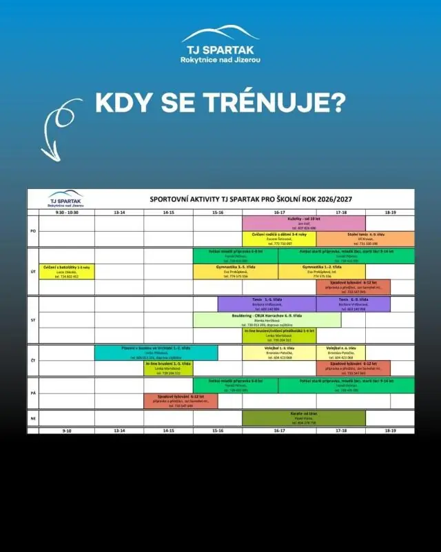 TJ Spartak Rokytnice nad Jizerou - přehled sportovních aktivit — Městské informační centrum, Rokytnice nad Jizerou