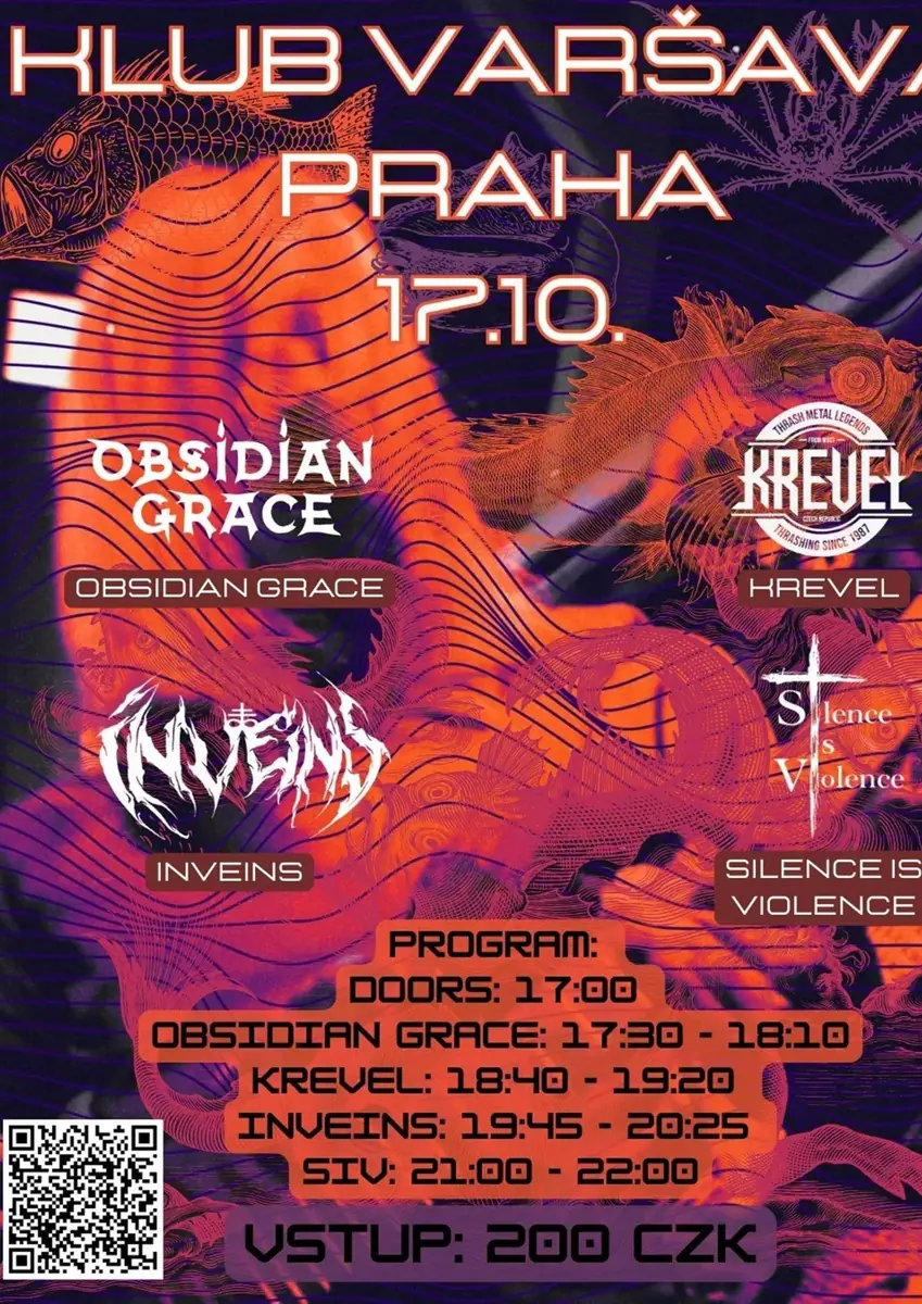 No longer silent - SiV + Obsidian Grace, InVeins, Krevel — Klub Varšava, Прага