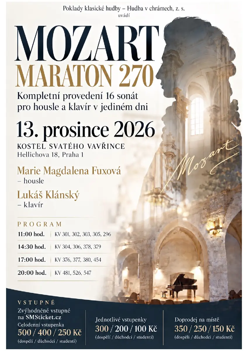 MOZART MARATON 270 – III. koncert - Mozart - Génius — Kostel sv. Vavřince, Praha
