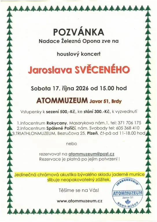 Violinkonzert von Jaroslav Sveceny im ATOMMUZEUM Misov — Atommuseum Míšov, Rokycany