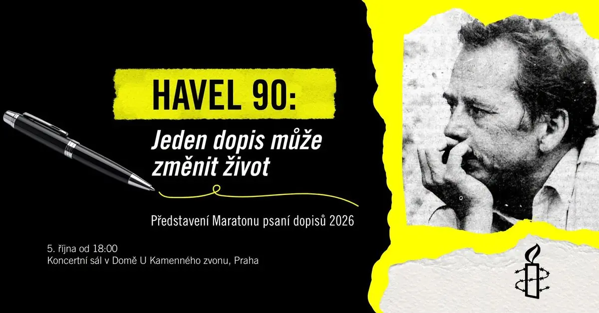 Havel 90: Jeden dopis může změnit život | Představení Maratonu psaní dopisů 2026 — U Kamenného zvonu (Pražská městská galerie), Praha