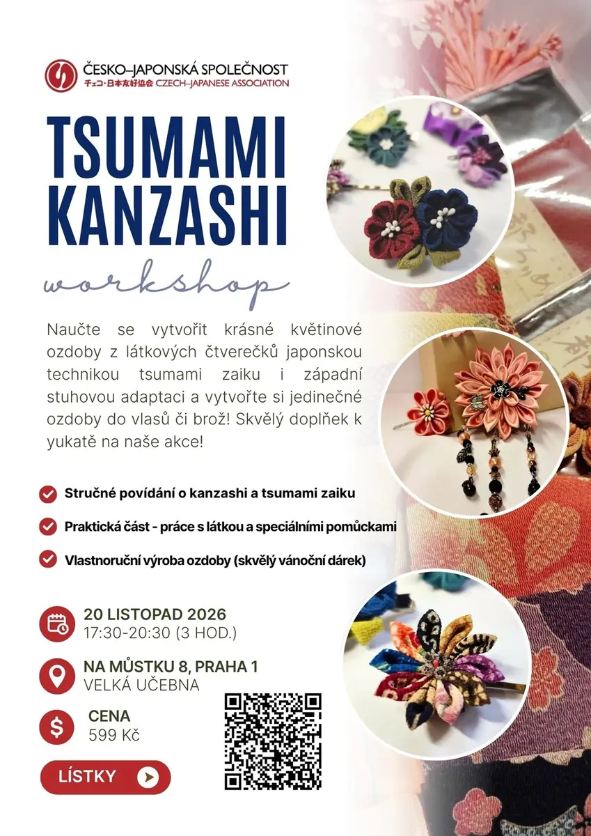 Workshop: tsumami kanzashi — Česko-japonská společnost, Prag