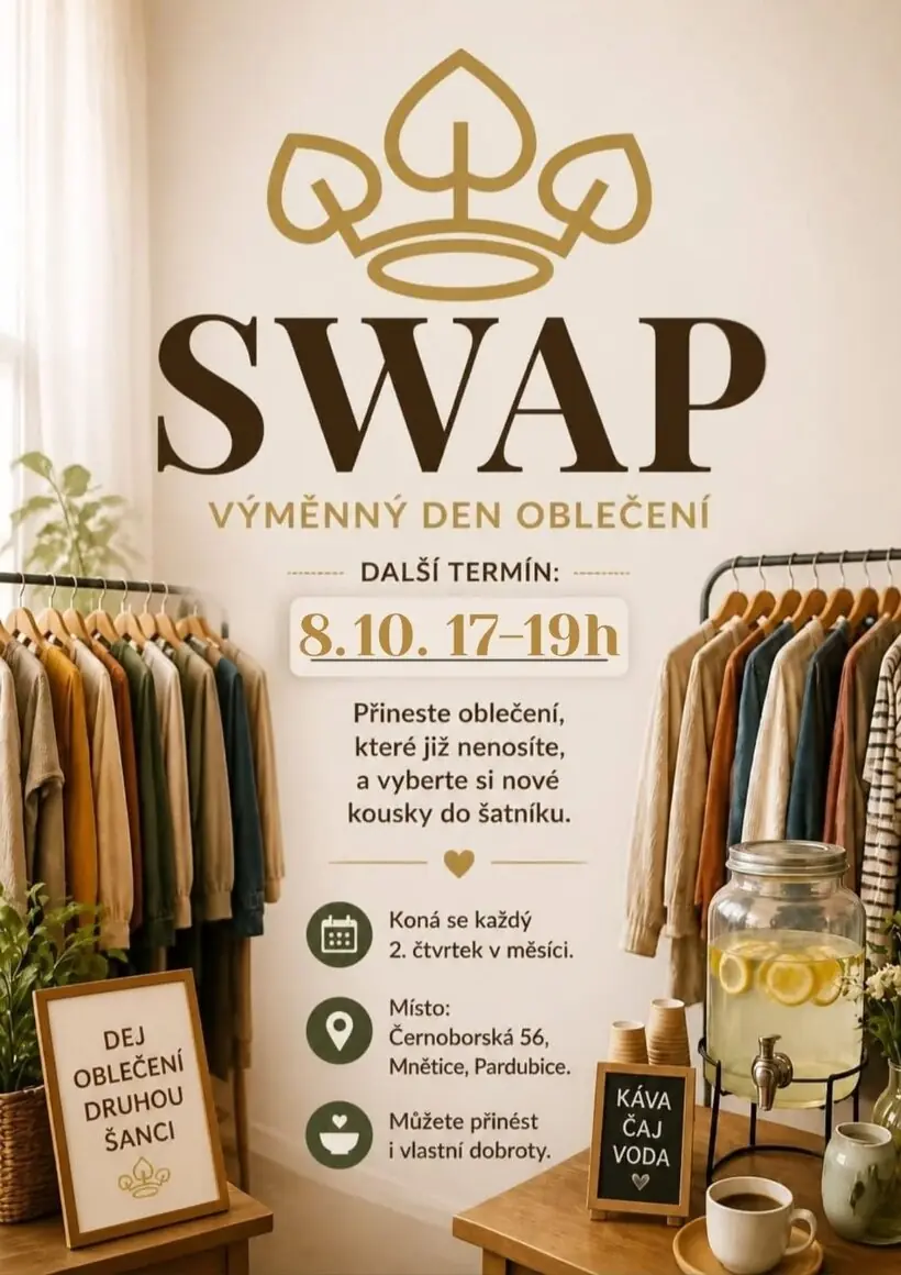 Swap: День обміну одягу - Дайте речам другий шанс! — Туристичний інформаційний центр Пардубице, Пардубиці