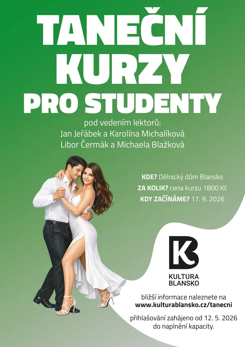TANEČNÍ KURZY PRO STUDENTY — Dělnický dům, Blansko