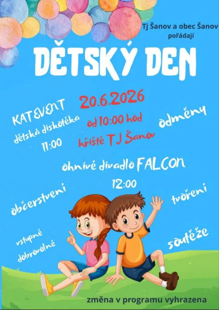 Kindertag in Šanov am Samstag 20.6.2026 — Naturamphitheater im Waldpark, Šanov