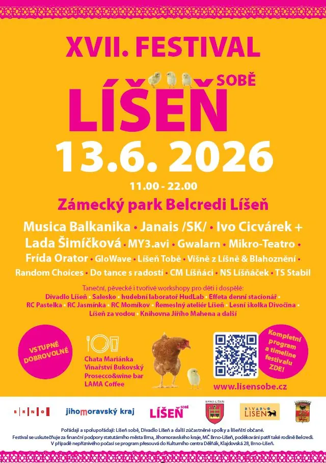 17. ročník Festivalu Líšeň sobě již 13. června 2026 propojí kulturu a spolkový život v Líšni — Dělňák Líšeň, Brno