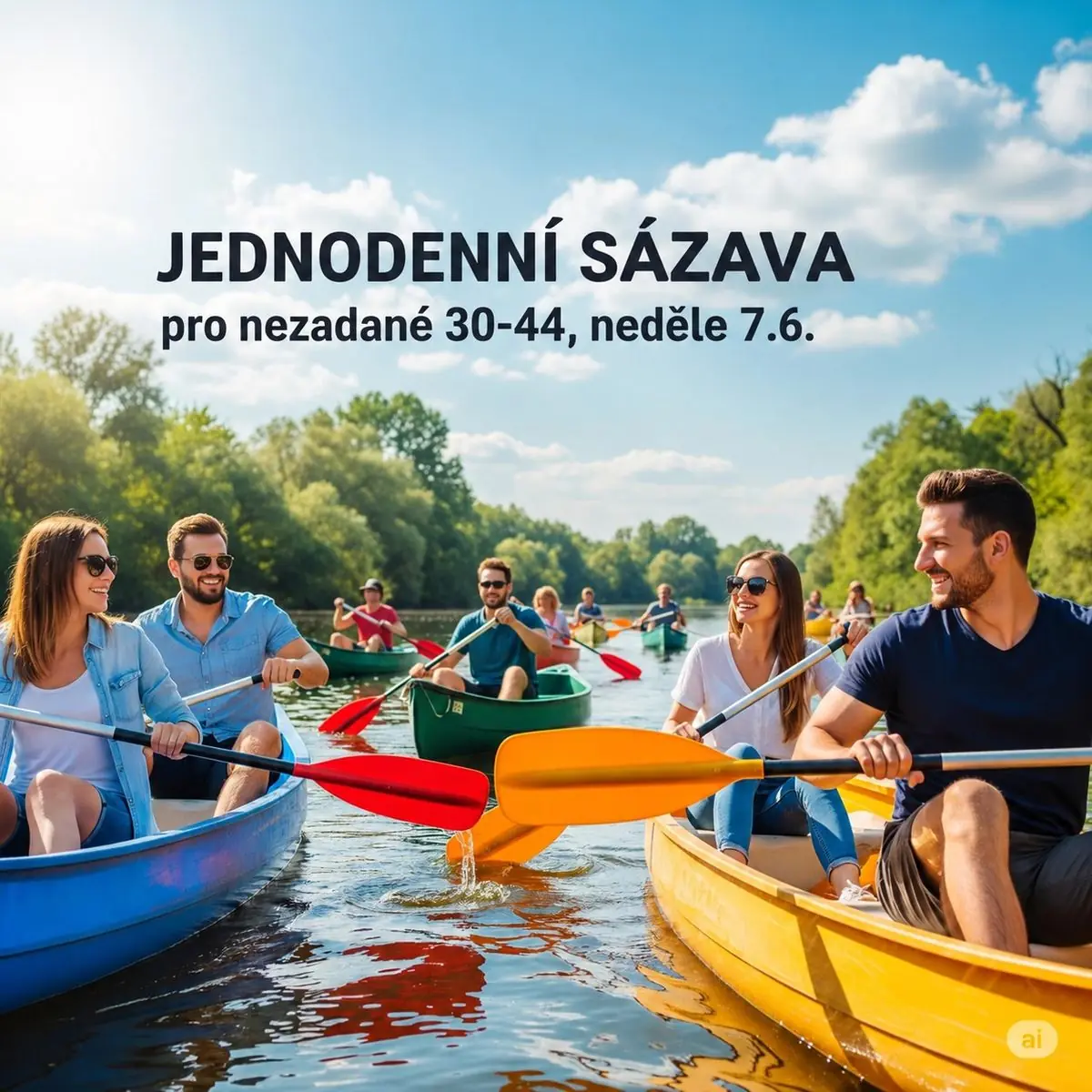 Однодневный сплав по реке Сазава для одиноких 30–44 лет — řeka Sázava, Прага