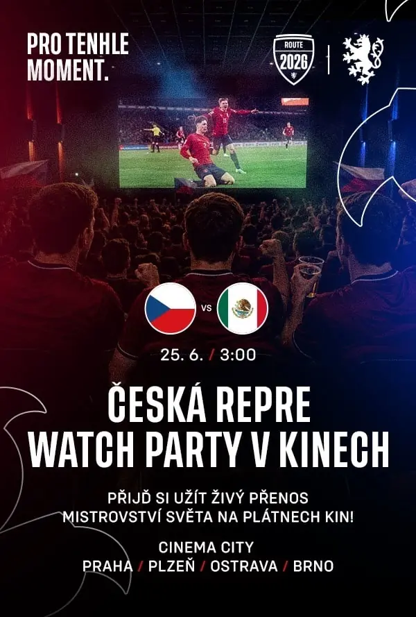 Česká repre watch party CZE-MEX FIFA 26 — Cinema City, Praha