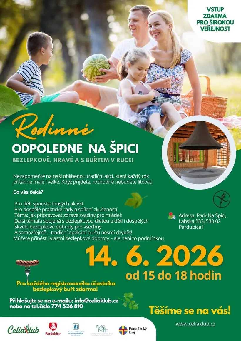 Rodinné odpoledne - bezlepkově, hravě a s buřtem v ruce! — Turistické informační centrum Pardubice, Pardubice