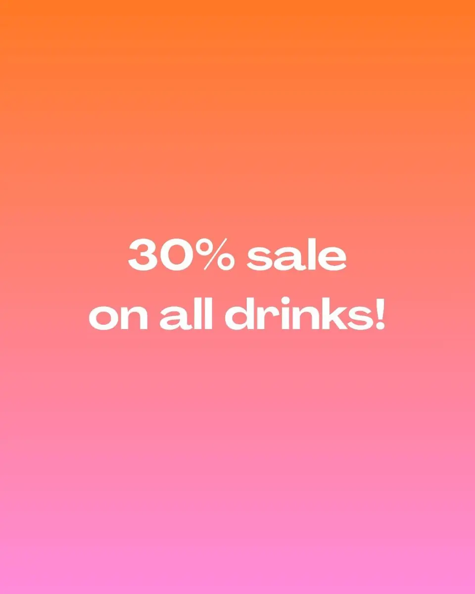 30% OFF FOR ALL DRINKS — Praha