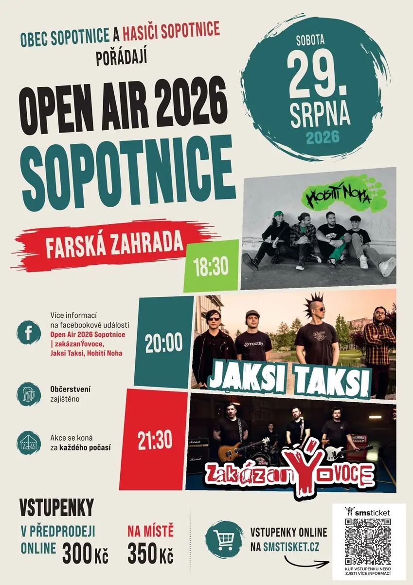 OPEN AIR 2026 SOPOTNICE — Farská zahrada, Sopotnice