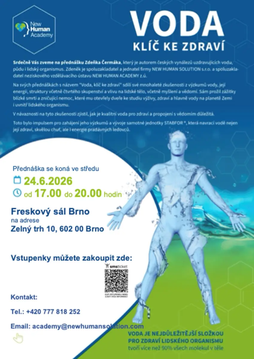 Přednáška "Voda, klíč ke zdraví" — Freskový sál Brno, Brno
