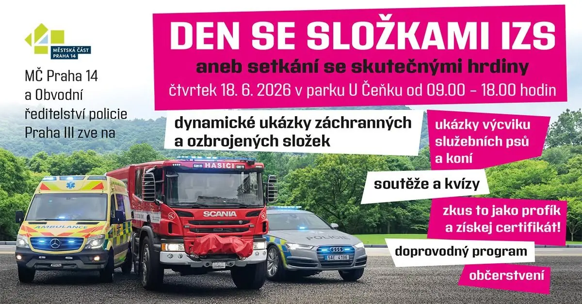 DEN SE SLOŽKAMI IZS aneb setkání se skutečnými hrdiny — Park U Čeňku, Praha