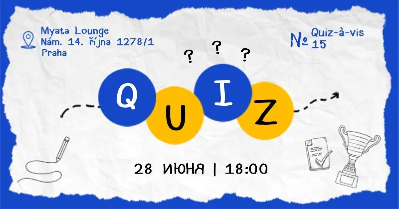 Квізаві #15: Класичний квіз — Myata lounge, Прага