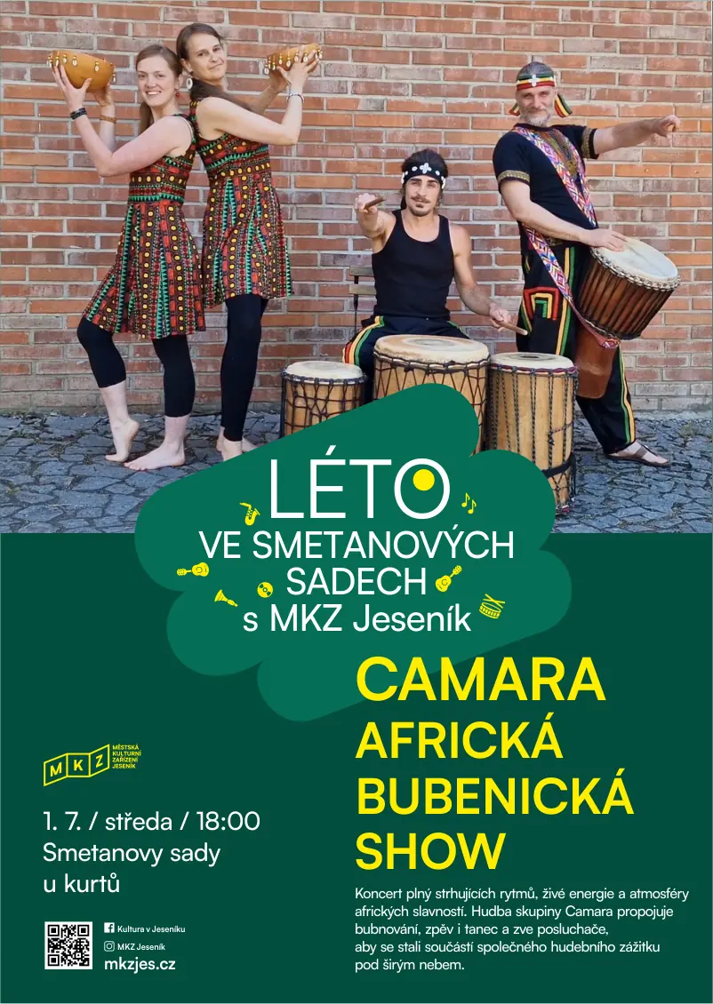 HUDBA V PARKU: CAMARA – AFRICKÁ BUBENICKÁ SHOW — Divadlo P. Bezruče, Jeseník