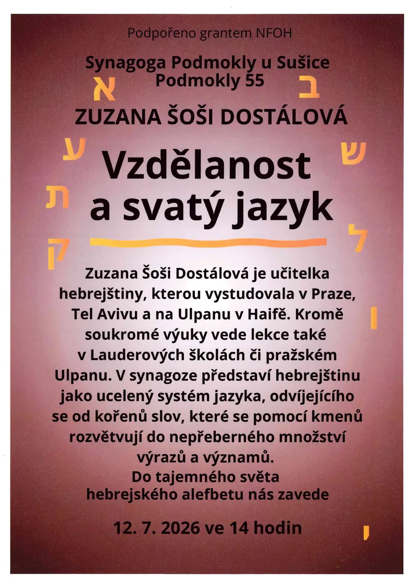 Zuzana Šoši Dostálová: Bildung und die heilige Sprache — Große Synagoge in Pilsen, Pilsen