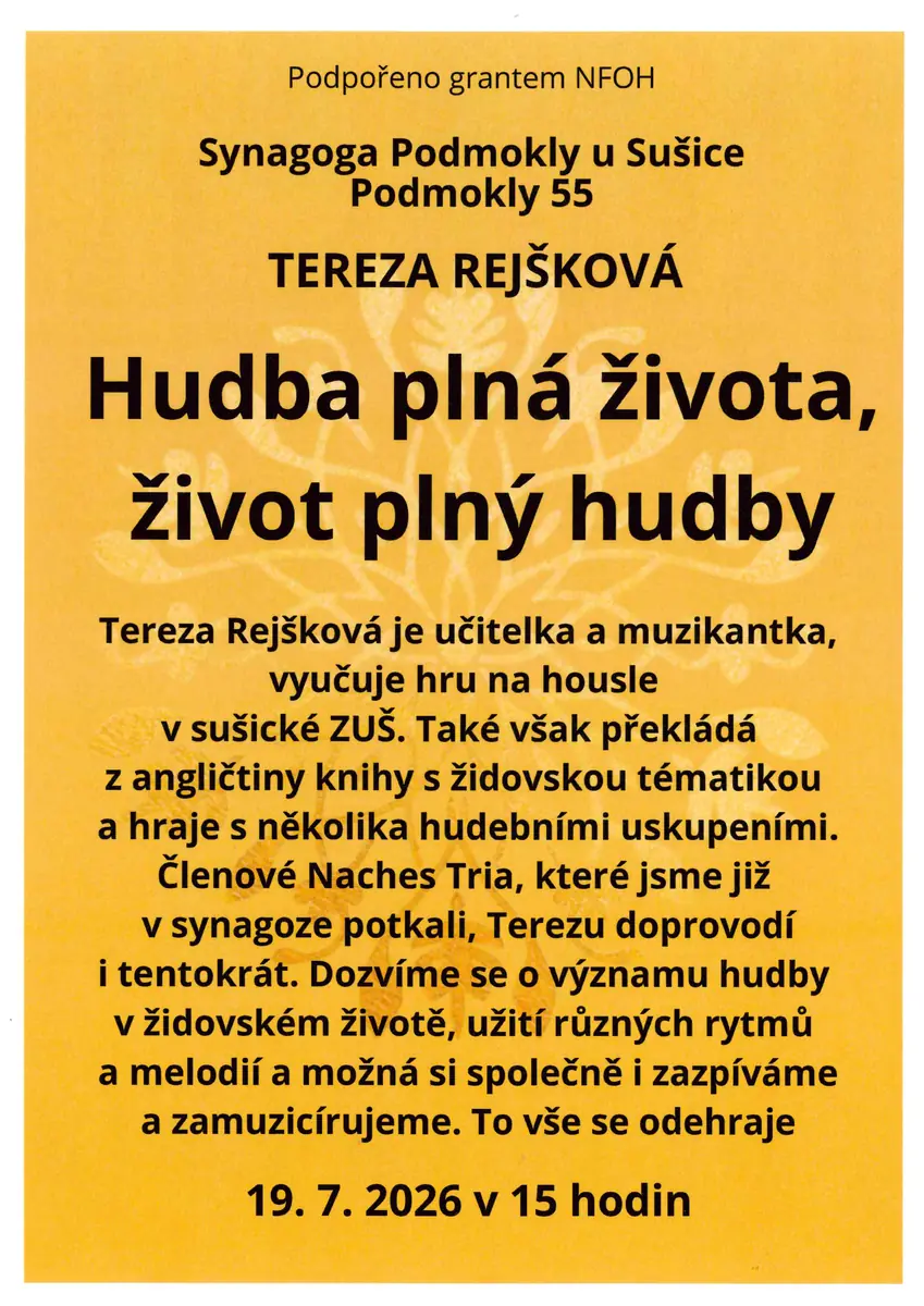 Tereza Rejšková: Hudba plná života, život plný hudby — Velká synagoga v Plzni, Plzeň