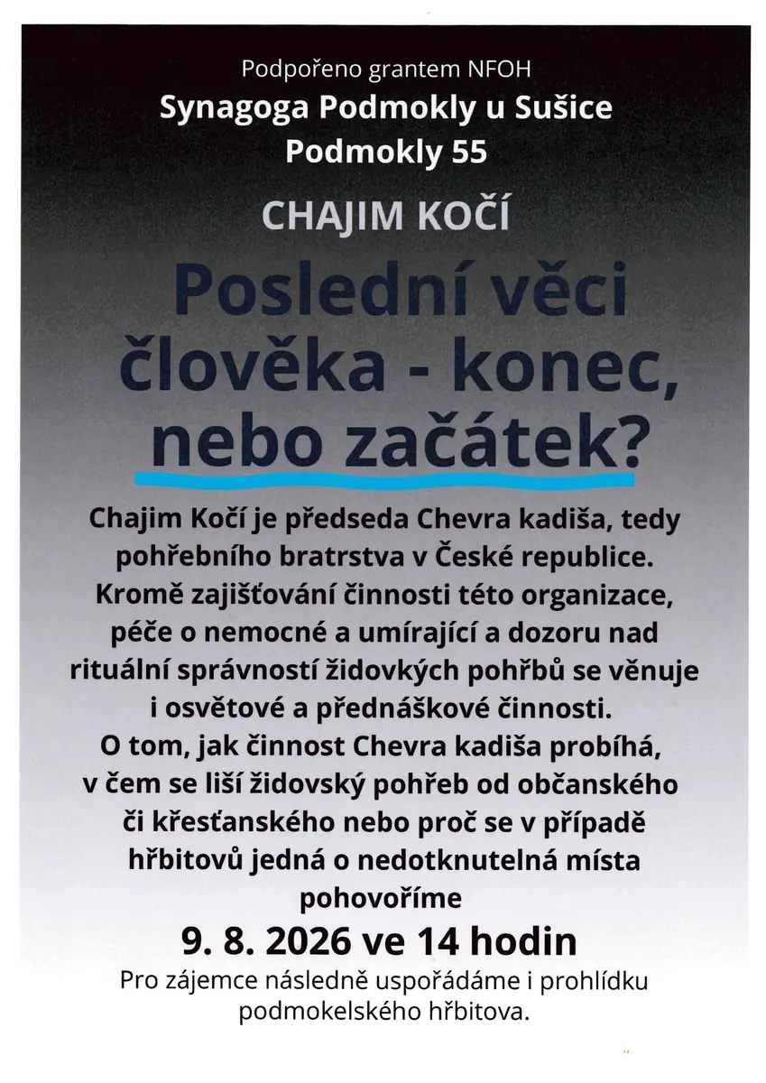 Chajim Kočí: Die letzten Dinge des Menschen - Ende oder Anfang? — Große Synagoge in Pilsen, Pilsen