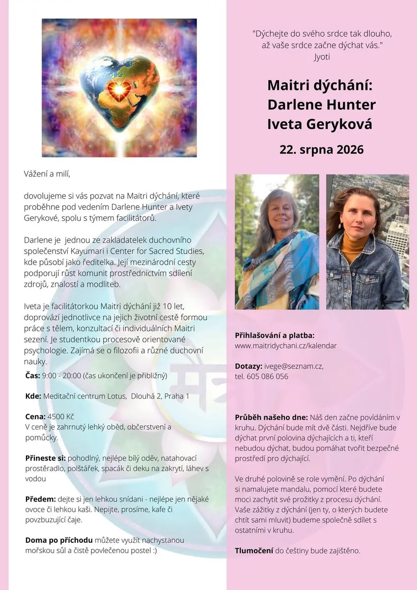 Mindful Breathing with Darlene Hunter and Iveta Geryková — Lotus Centrum Praha, Prague