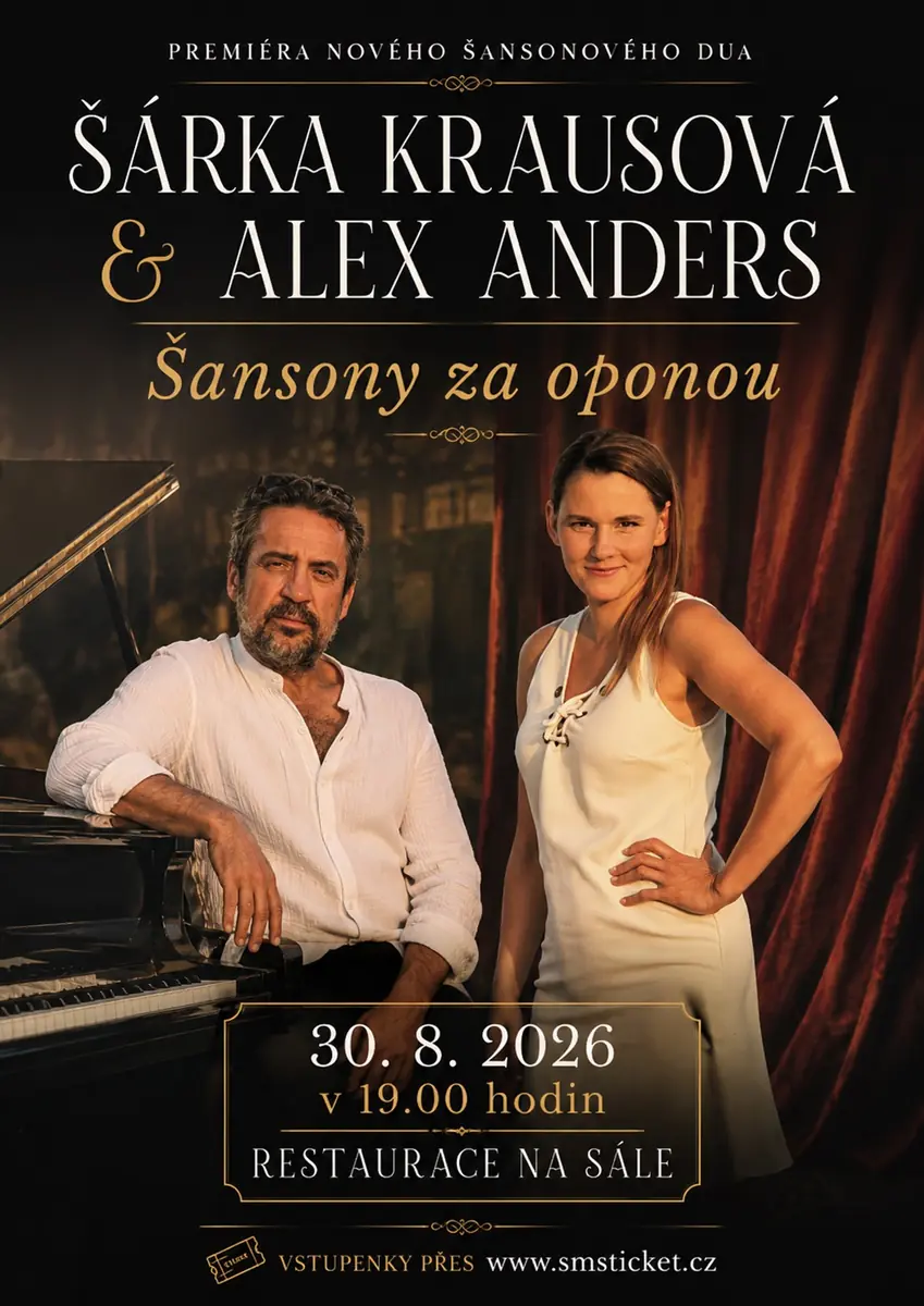 Šárka Krausová & Alex Anders - Šansony za oponou — Restaurant Na Sále, Krásná Hora nad Vltavou