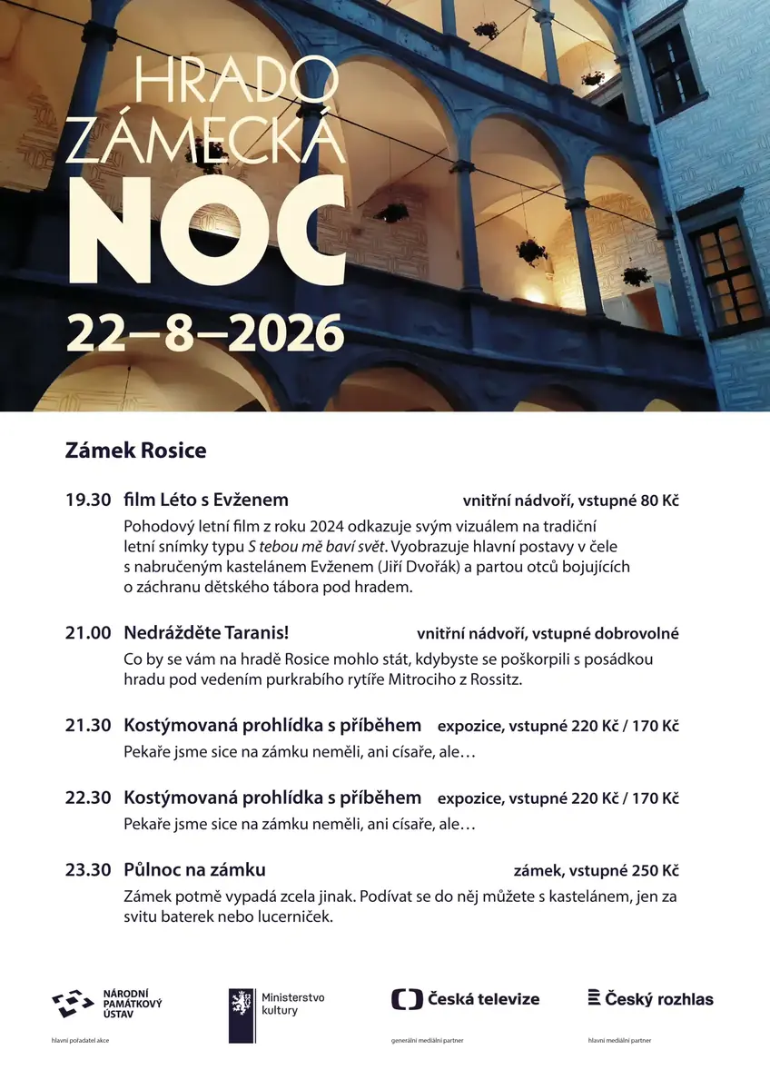 Hradozámecká noc 22.8.´26 na zámku Rosice — Zámek, Rosice