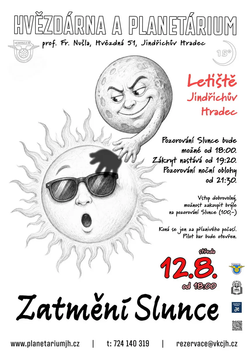 Pozorování zatmění Slunce — Hvězdárna a planetárium prof. Františka Nušla, Jindřichův Hradec