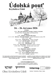 Údolská pouť 2026 — Kostel sv. Kryštofa, Kryštofovo Údolí
