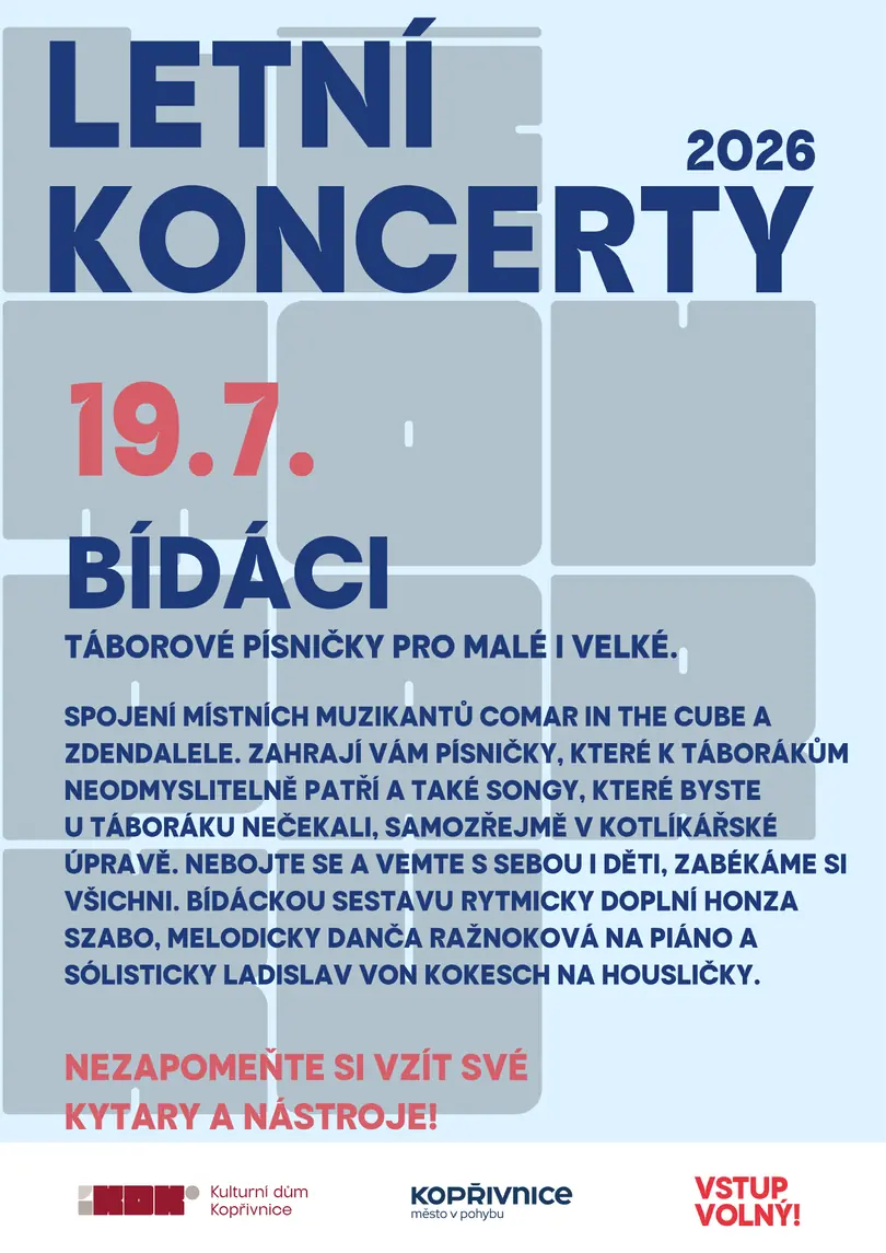KONZERT: SOMMERKONZERTE - BÍDÁCI — Lašská brána Beskyd, Kopřivnice