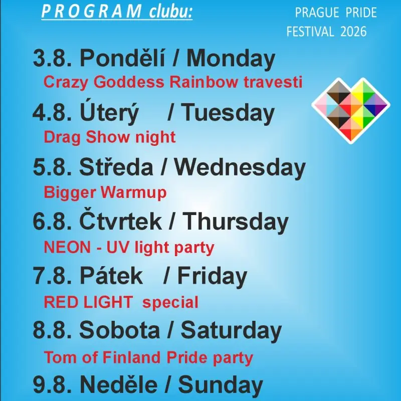 PRAGUE PRIDE 2026 — Heaven club, Prague