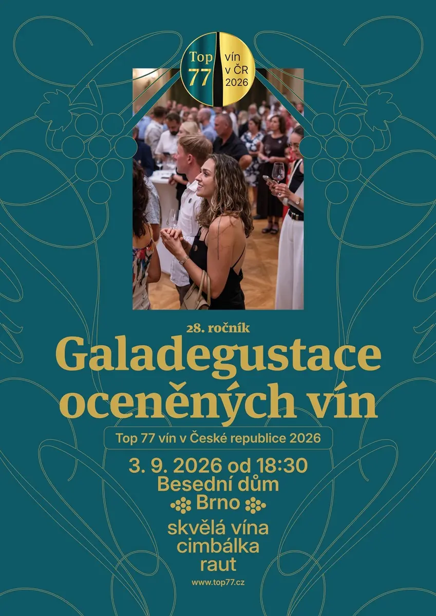 Gala-Verkostung des 28. Top-77-Weinkurses in der Tschechischen Republik 2026 — Besední dům, Brünn