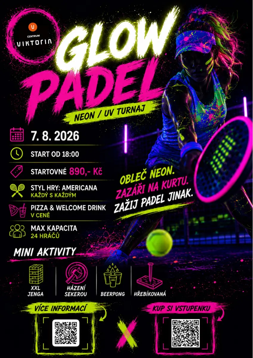 Glow padel — Centrum Viktoria, Brno