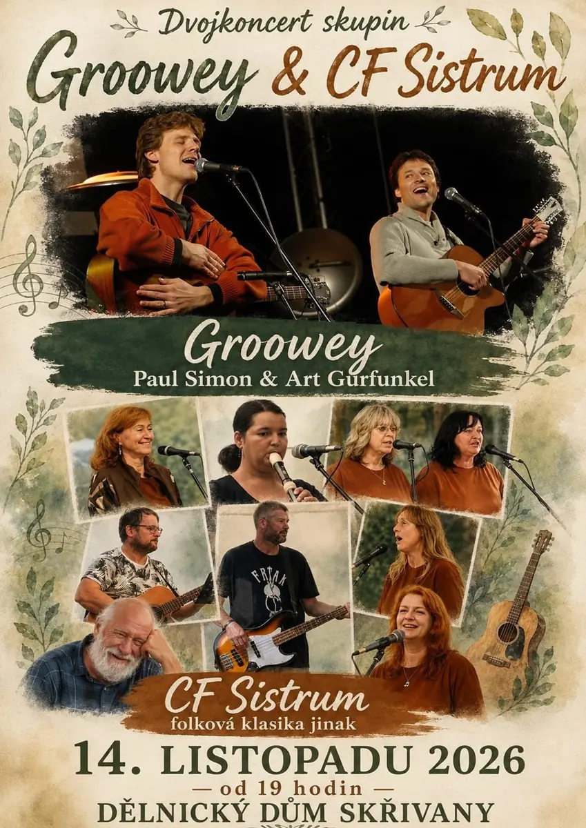 CF Sistrum a Groovey - Simon & Garfunkel revival — Dělnický dům Skřivany, Skřivany