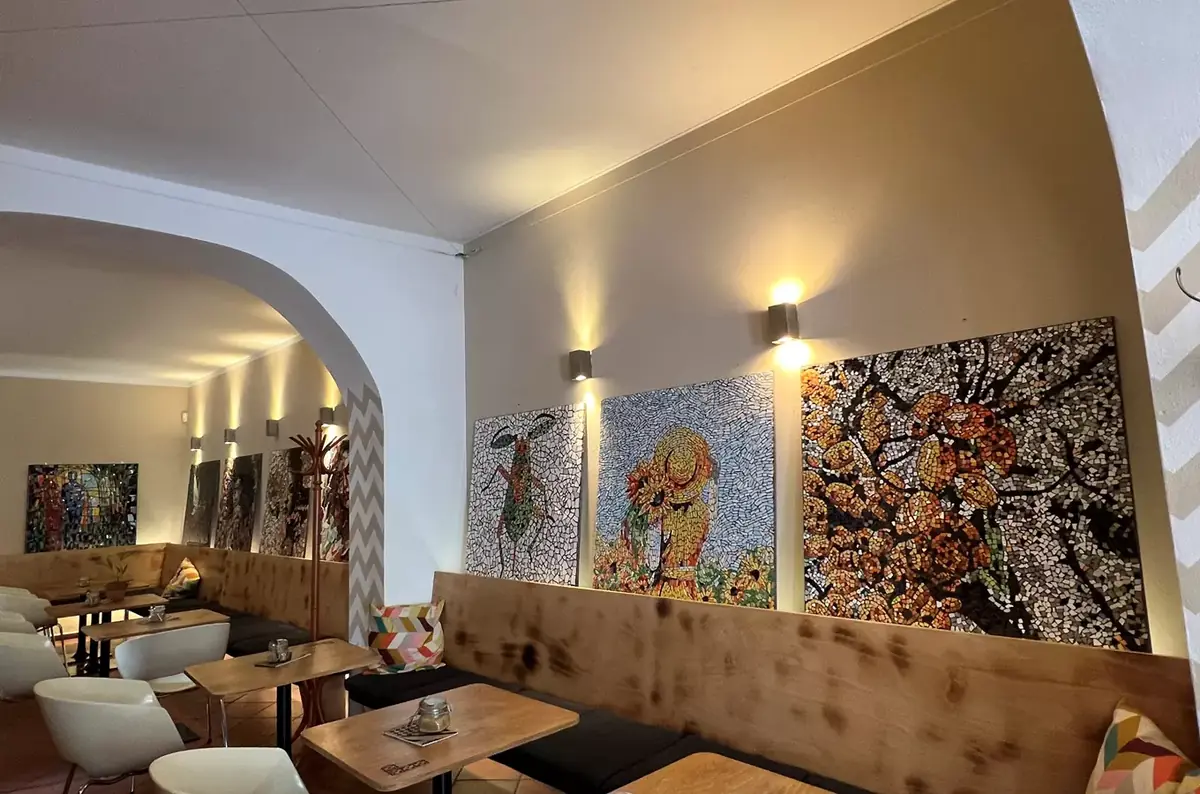 Mosaics in the Cafe — Café Mezzanine, Brno