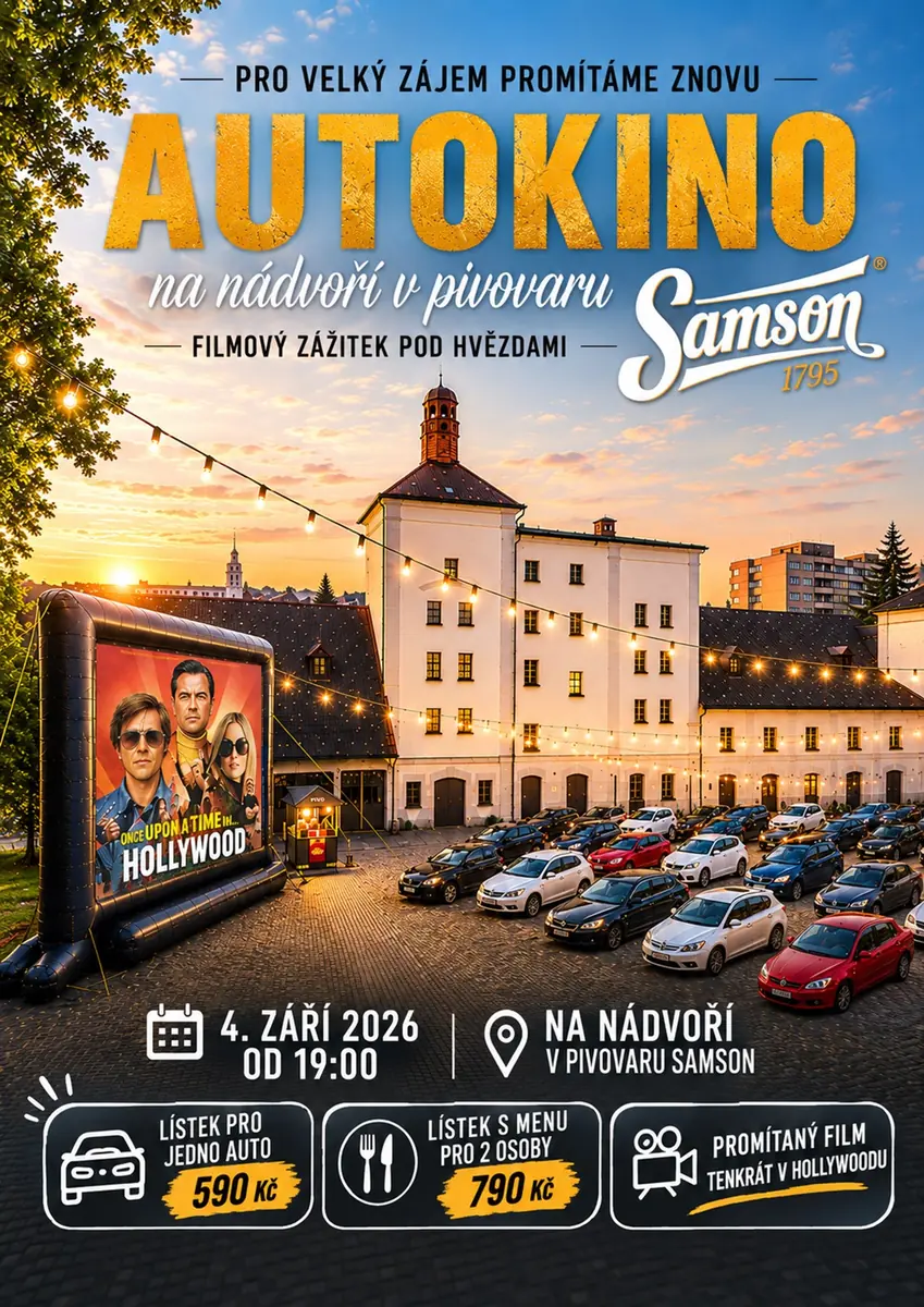 Autokino v Pivovaru Samson - Tenkrát v Hollywoodu — Pivovar Samson, České Budějovice