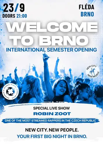 Welcome to Brno Erasmus Semester Opening x Fléda Club Brno