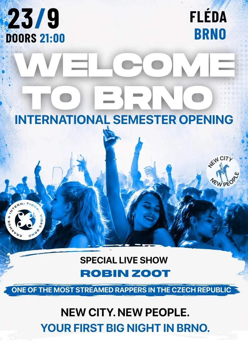 Welcome to Brno Erasmus Semester Opening x Fléda Club Brno — Fléda, Brno