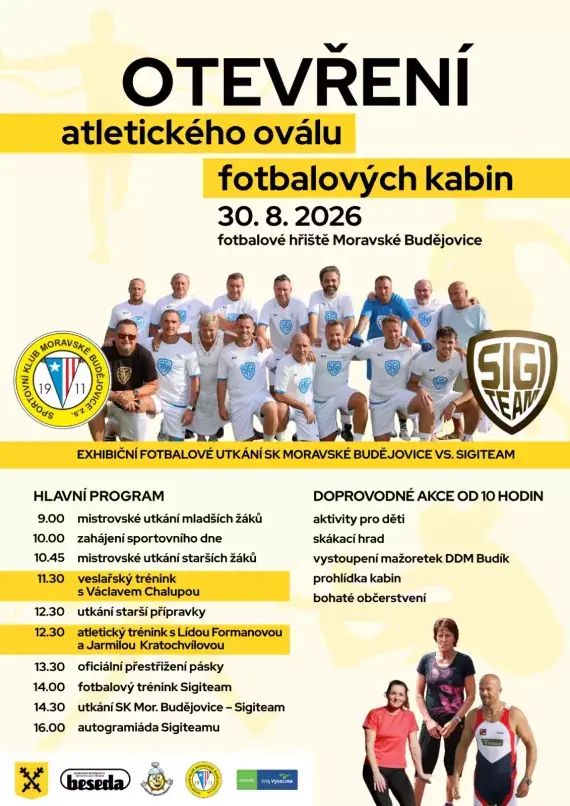 Eröffnung der Leichtathletik-Anlage und Fußball-Umkleidekabinen — MKS Beseda, Großer Saal, Moravské Budějovice